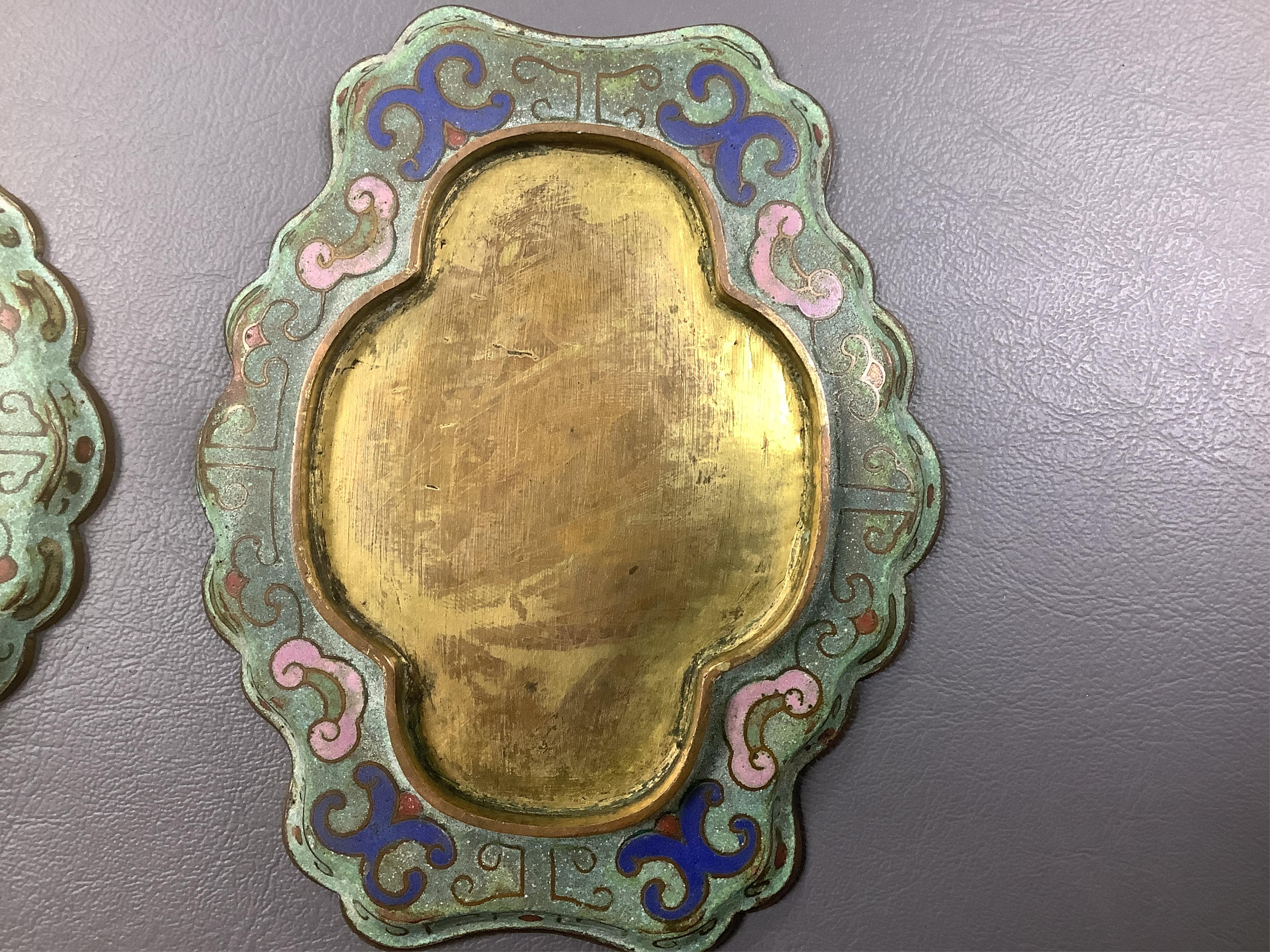 Three Chinese cloisonné enamel stands or trays, 18th century